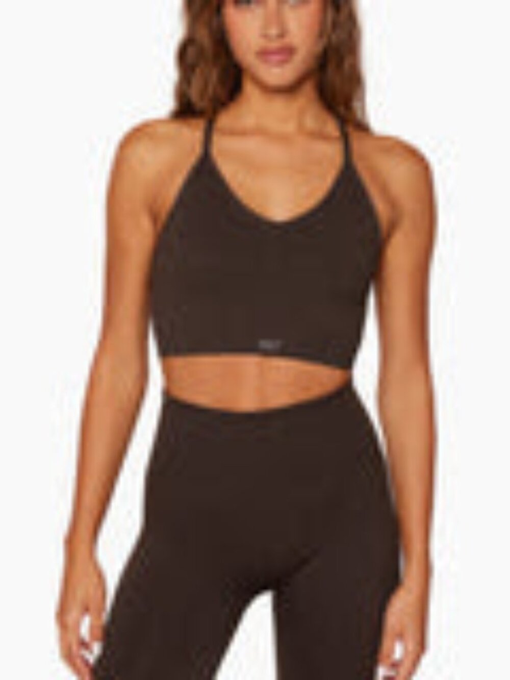 SET Active Brown Seamless V-Neck Sports Bra